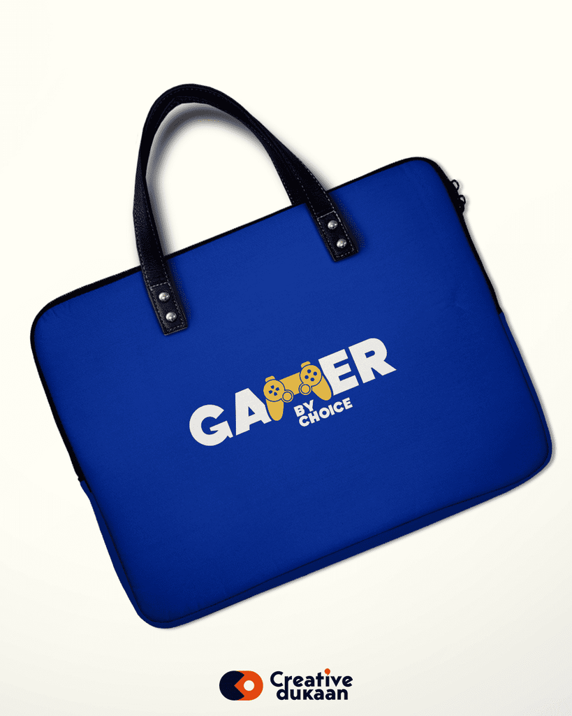 Gamer Laptop Sleeve with Tagline "Gamer By Choice" - Creative Dukaan