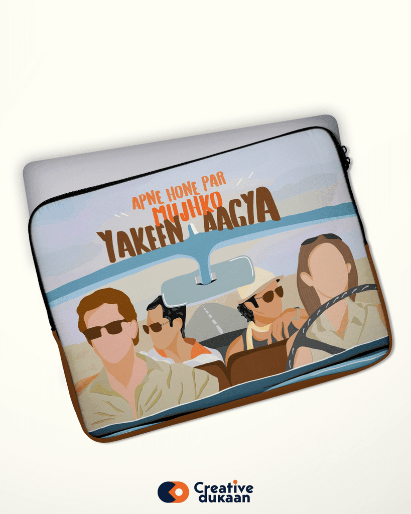 Essential Laptop Sleeve with Tagline " Yakeen Aagya" - Creative Dukaan