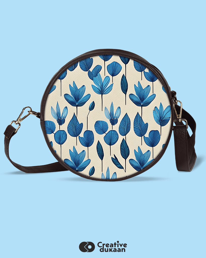Blue Floral Crossover Sling Bag - Creative Dukaan