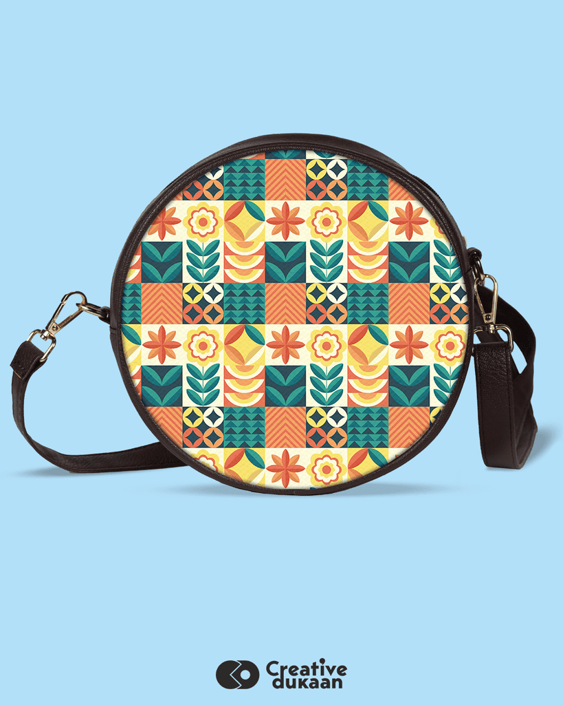 Abstract Colorful Round Sling Bag