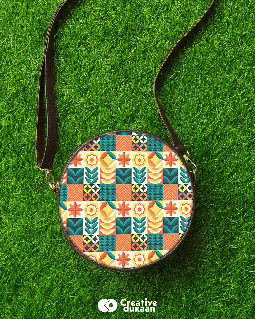 Abstract Colorful Round Sling Bag Creative Dukaan