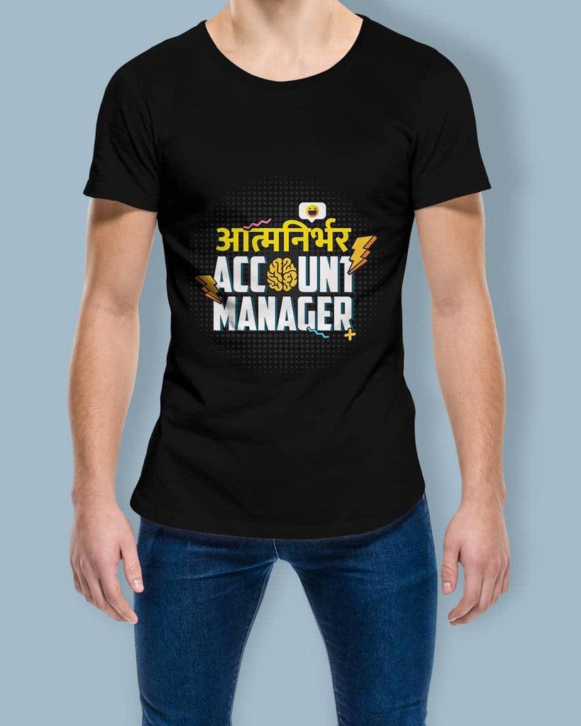 AatmaNirbhar Account Manager - Half Sleeve Tshirt - Creative Dukaan