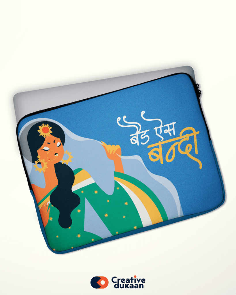 Cool and Quirky Laptop Sleeves with Tagline "Badass Bandi" - Creative Dukaan