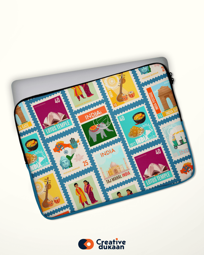 Indian Stamps Designs Quirky and Cool Laptop Sleeves - Creative Dukaan