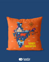 Indian Map Cushion Cover With Creative Design in Orange Colour - Creative Dukaan