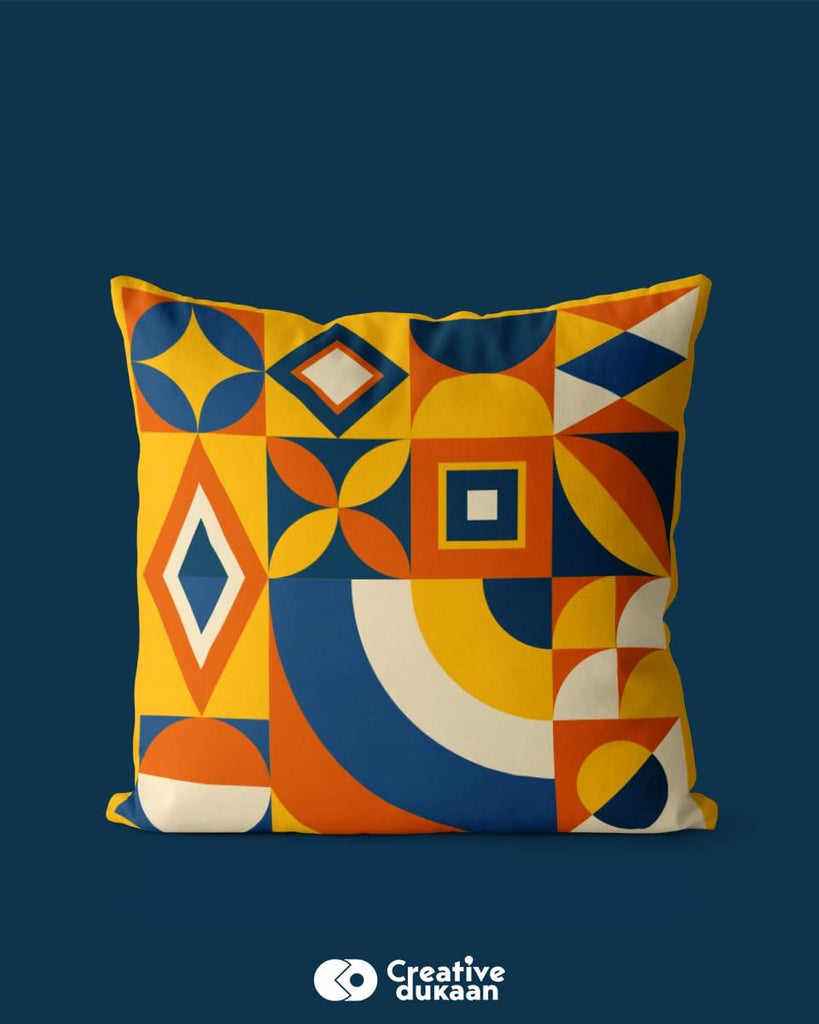 Colourful Cushion Cover Printed With Symmetrical Design - Creative Dukaan