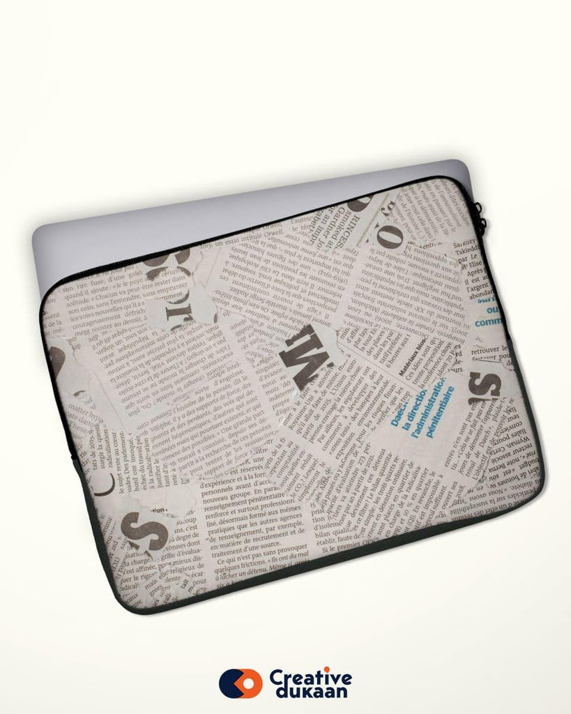 Cool Laptop Sleeve - News Print - Creative Dukaan