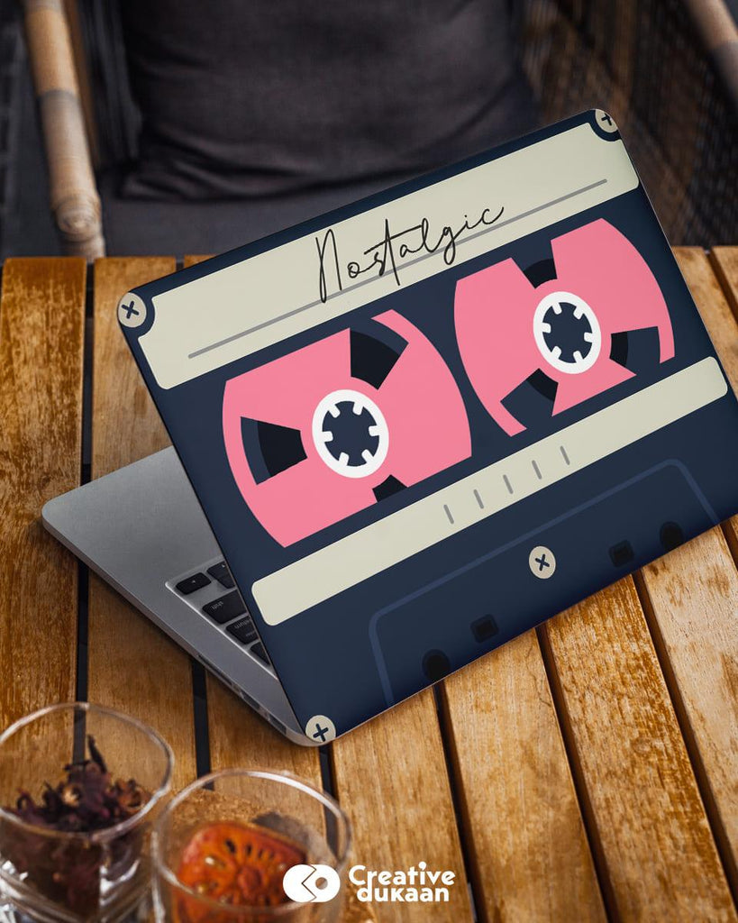 Laptop Skin Which You Can't Resist With Cassette Print - Creative Dukaan