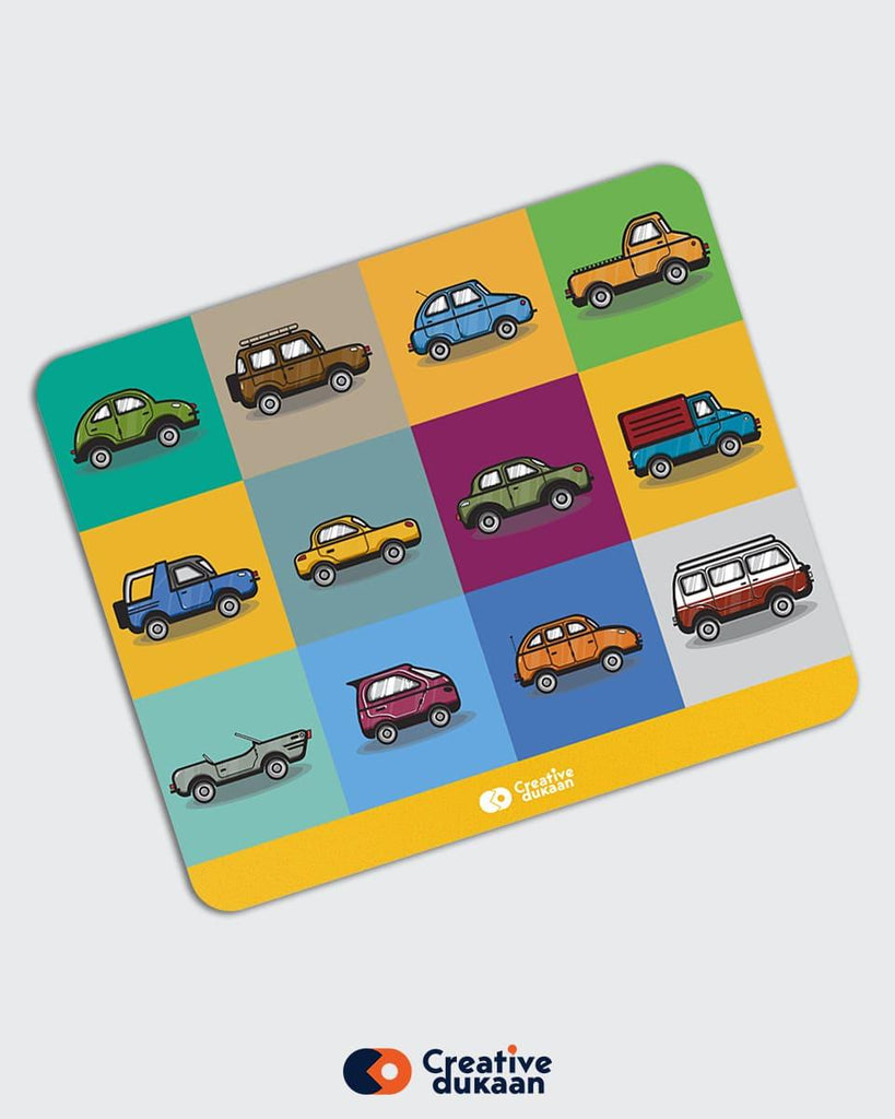 Mousepad With Colourful Cool Cars Pattern - Creative Dukaan