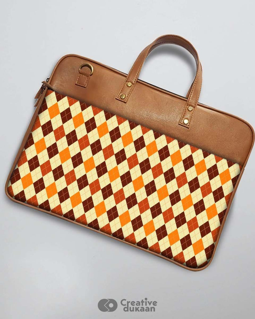 Woven Checkered - The Vegan Leather Laptop Bag - Creative Dukaan
