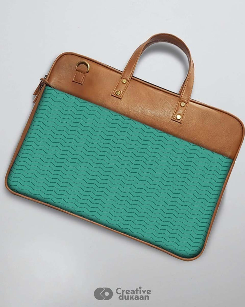 Eurasian Teal - The Vegan Leather Laptop Bag - Creative Dukaan