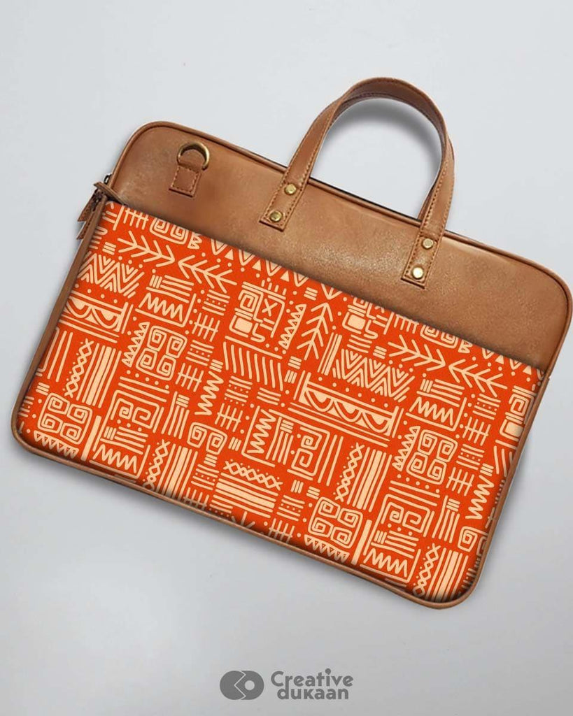 Tribal Print - The Vegan Leather Laptop Bag - Creative Dukaan