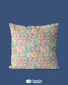 Colourful Cushion Cover Printed With Travel Stamps - Creative Dukaan