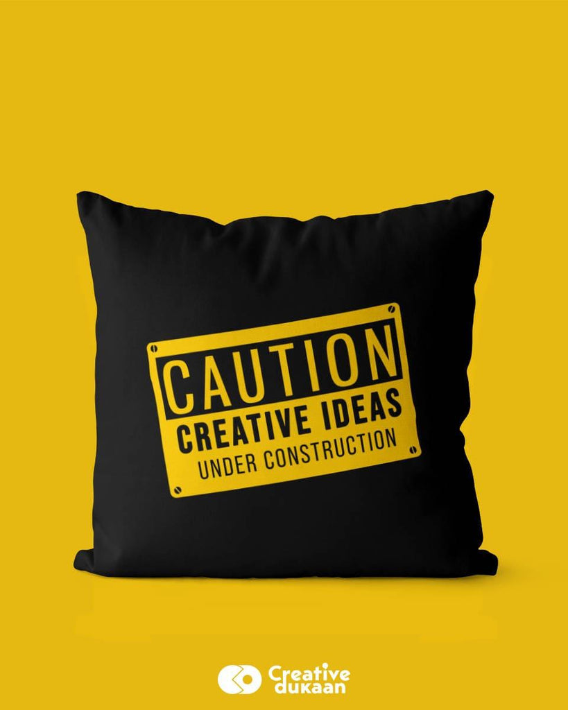 Black Colour Yellow Text Creative Design Pillow Cover - Creative Dukaan
