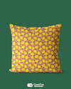 Bright Yellow Design & Light Pink Satin Cushion Cover - Creative Dukaan