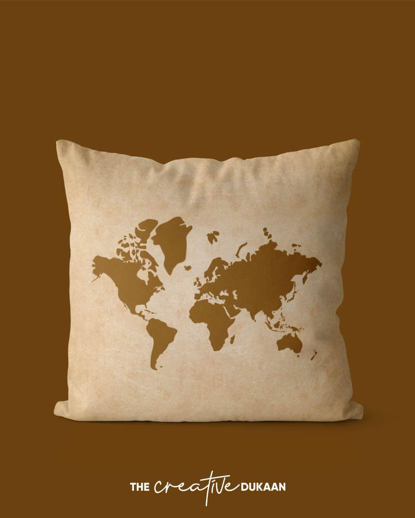Cool Cushion Cover With Global Map Print - Creative Dukaan