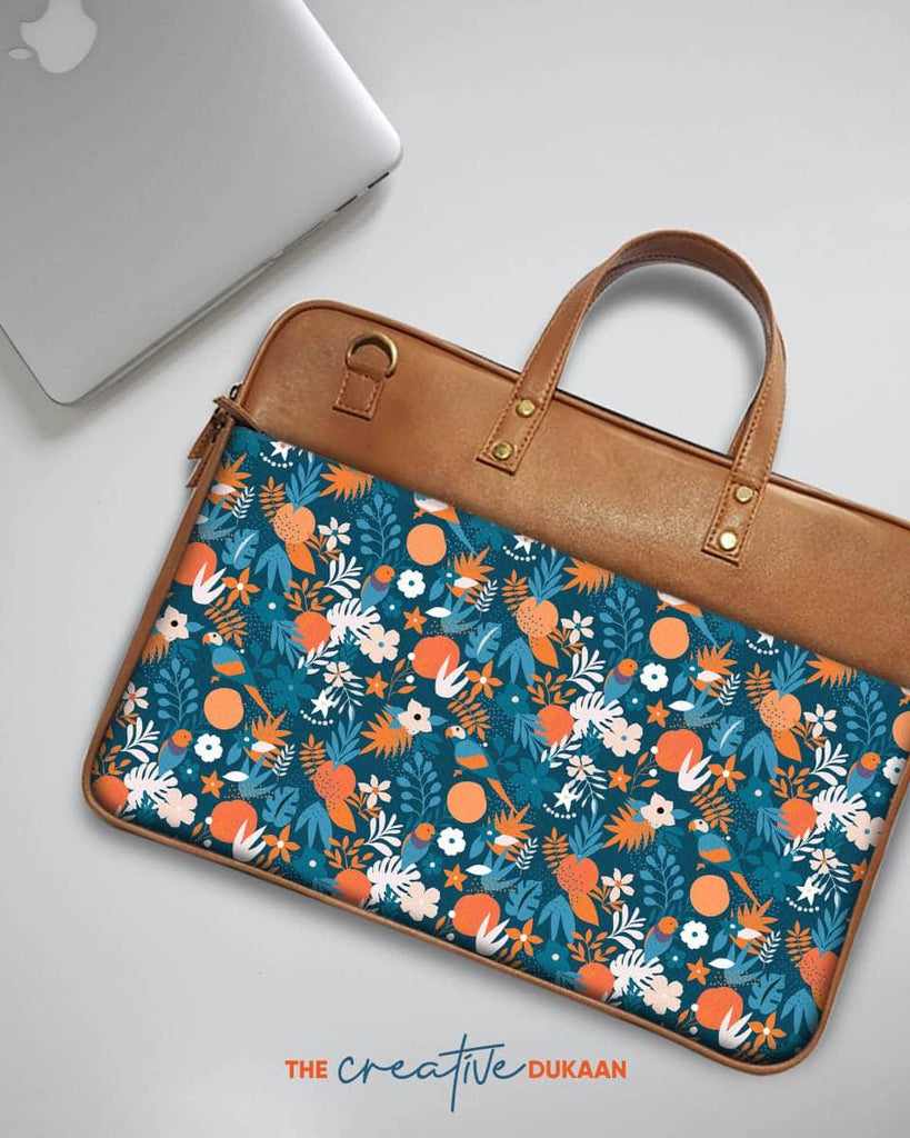 Tropical Blue - The Vegan Leather Laptop Bag - Creative Dukaan