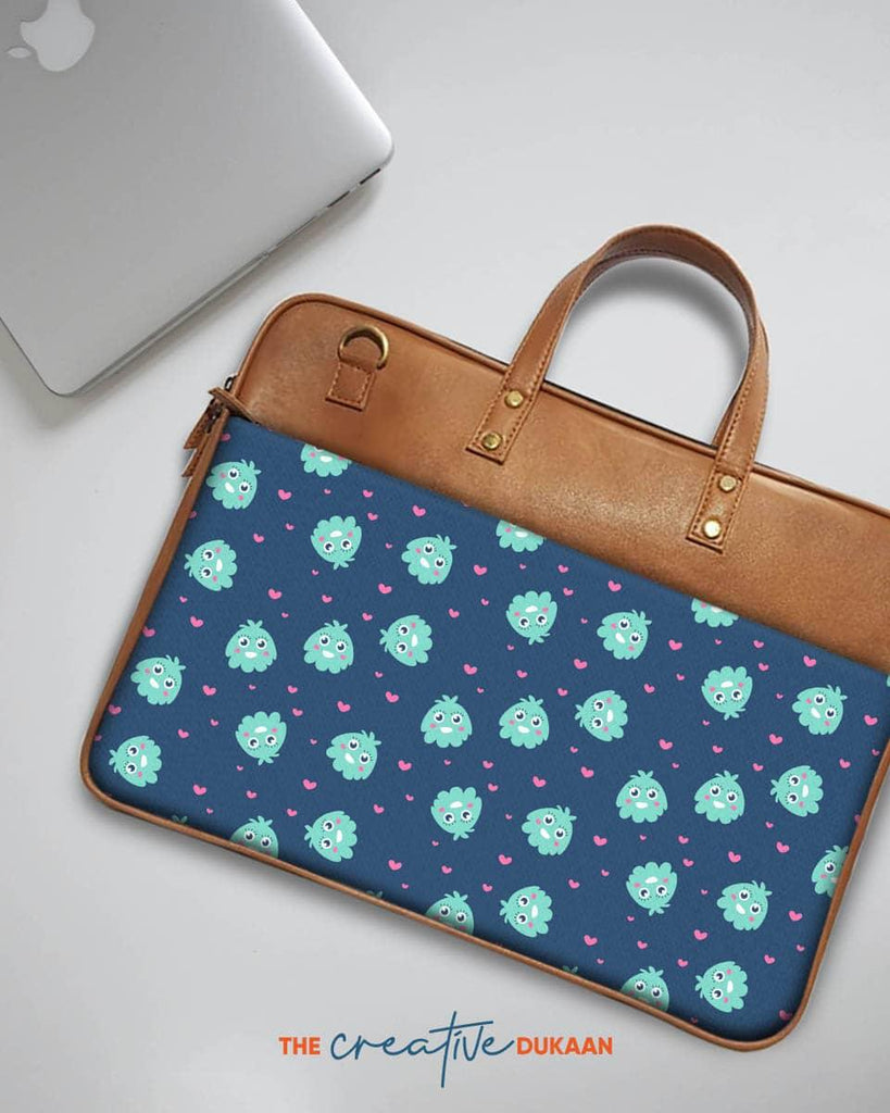 Sky Blue Monster - The Vegan Leather Laptop Bag - Creative Dukaan