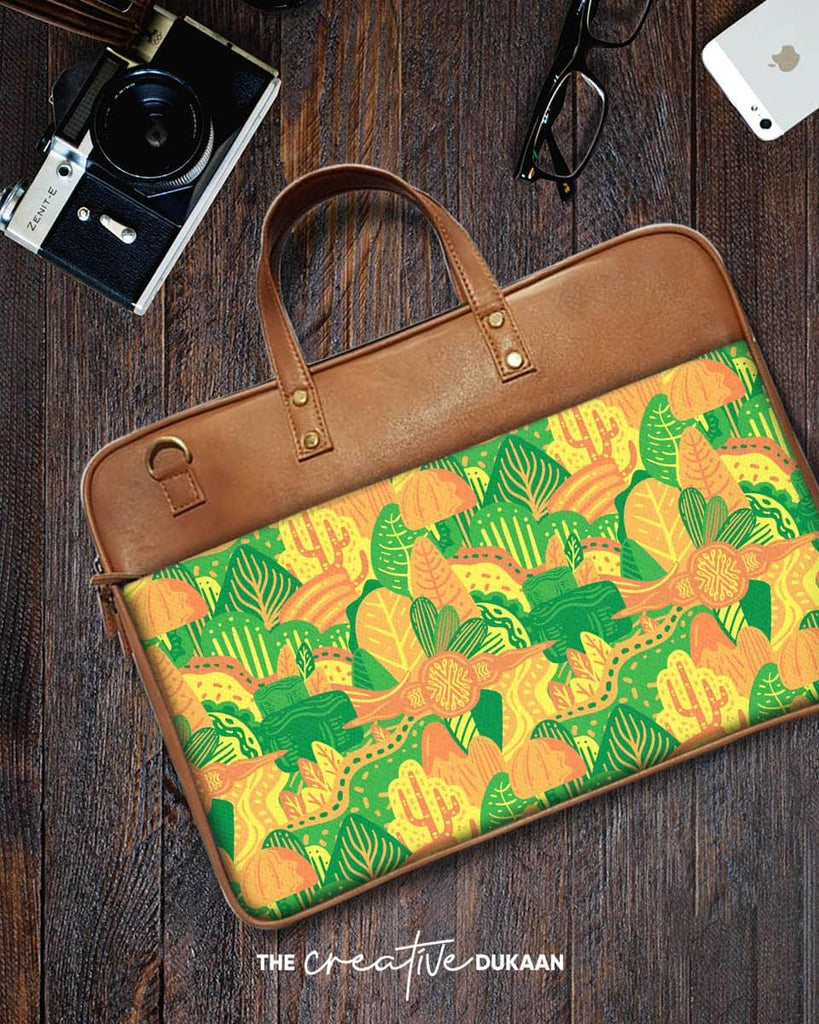 Nature Leaves - The Vegan Leather Laptop Bag - Creative Dukaan