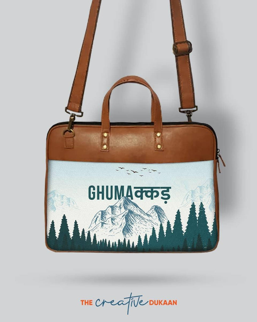 Ghummakad Wanderlust - The Vegan Leather Laptop Bag - Creative Dukaan