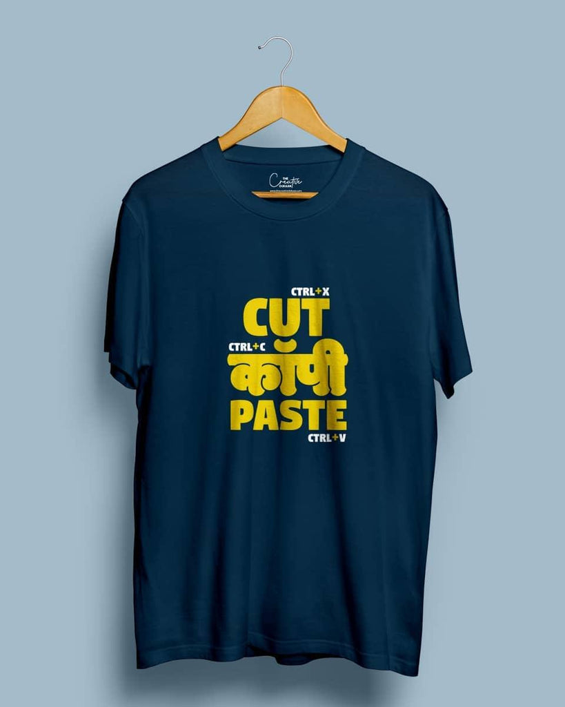 Cut Copy Paste - Blue Half Sleeve T-Shirt | Trendy Retro Design ...