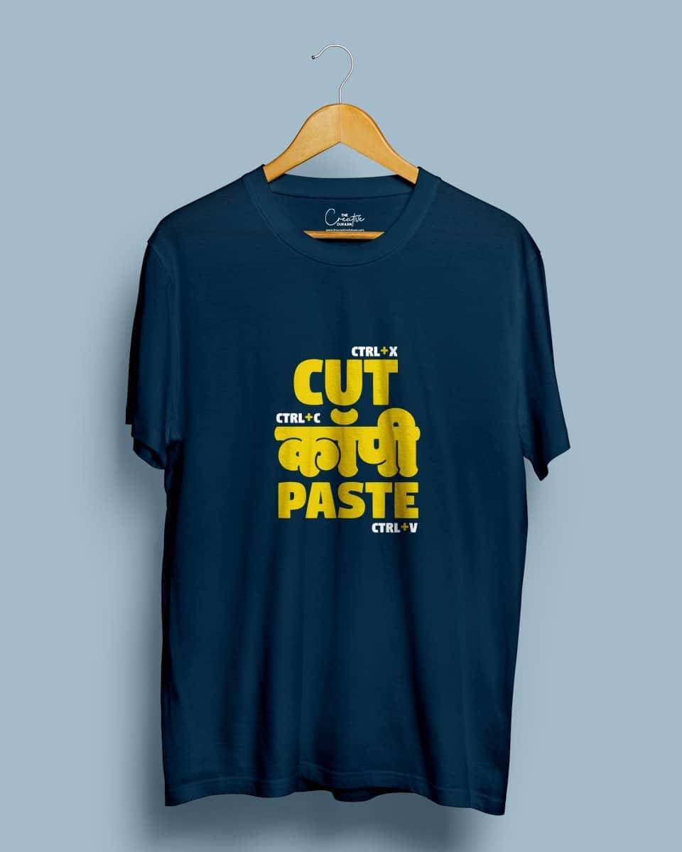 Cut Copy Paste - Blue Half Sleeve T-Shirt | Trendy Retro Design ...