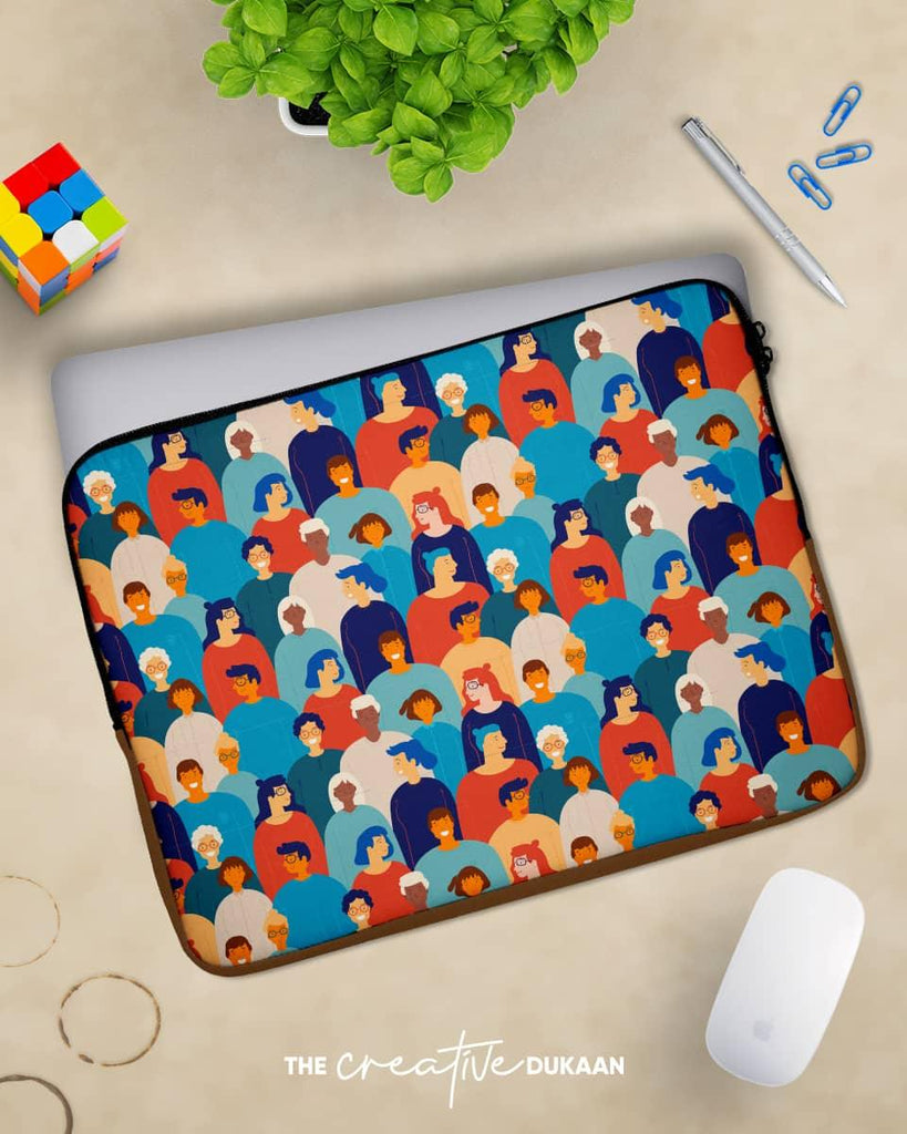 Creative Laptop Sleeve with Colourful People Design Pattern - Creative Dukaan