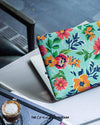 Sea Green Colourful Laptop Skin With Floral Design - Creative Dukaan