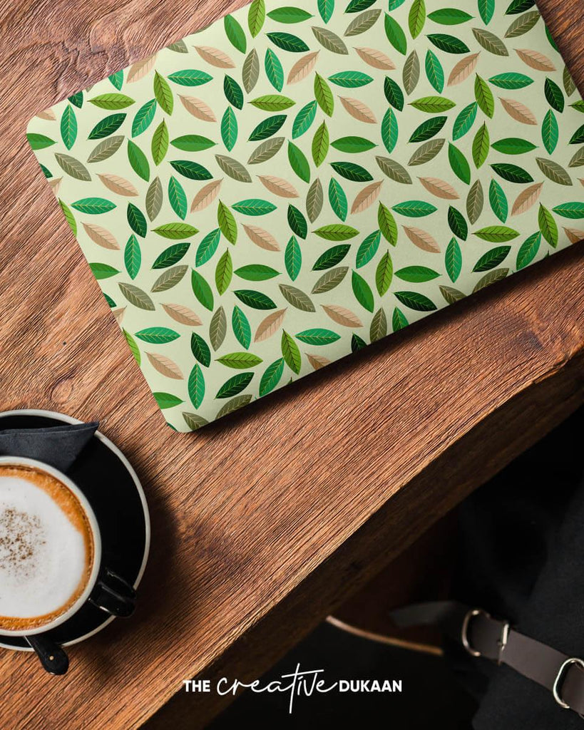 Sea Green Laptop Skin With Tropical Green Leaves - Creative Dukaan