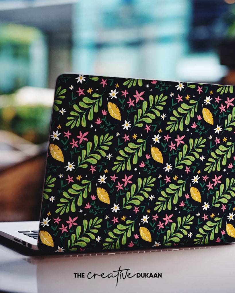 Green Laptop Skin With Beautiful Forest Design Print - Creative Dukaan