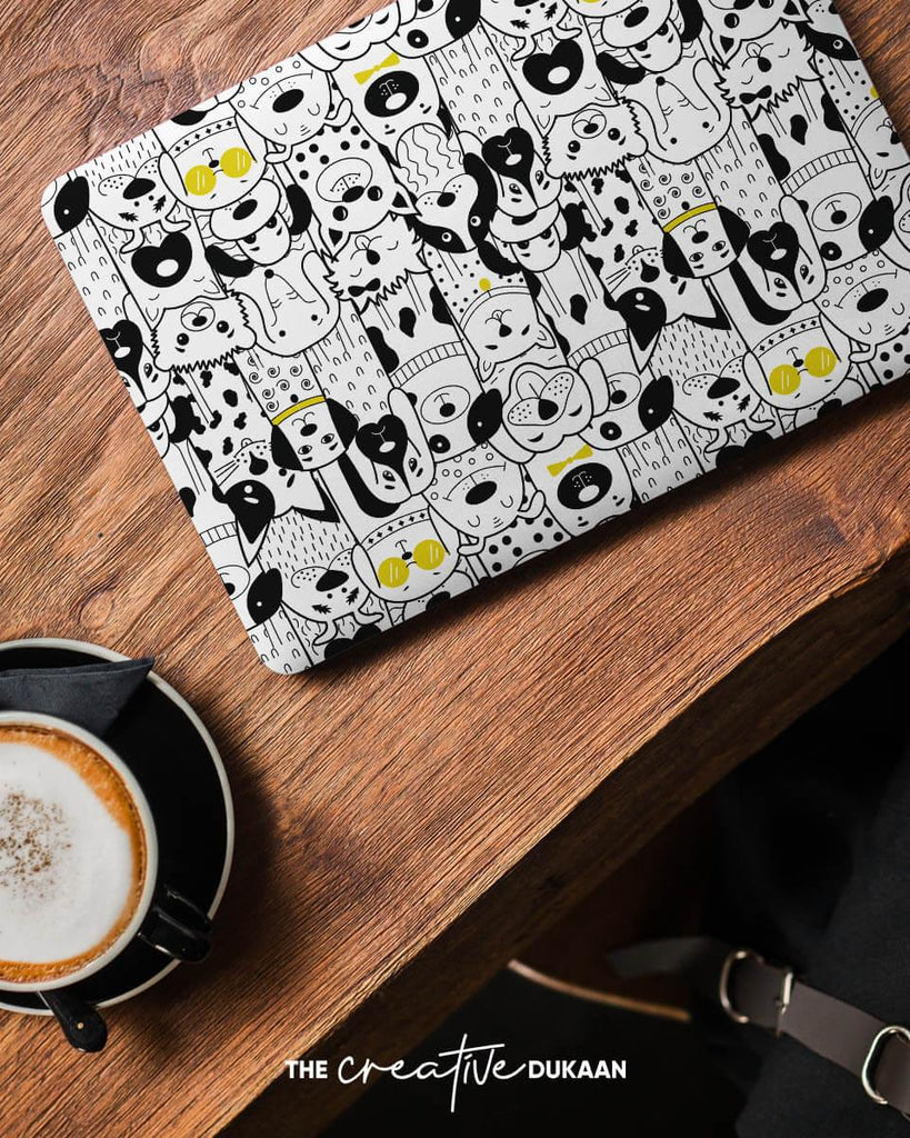 Cute Laptop Skin For Pet Lover With Puppy Pattern Doodles - Creative Dukaan