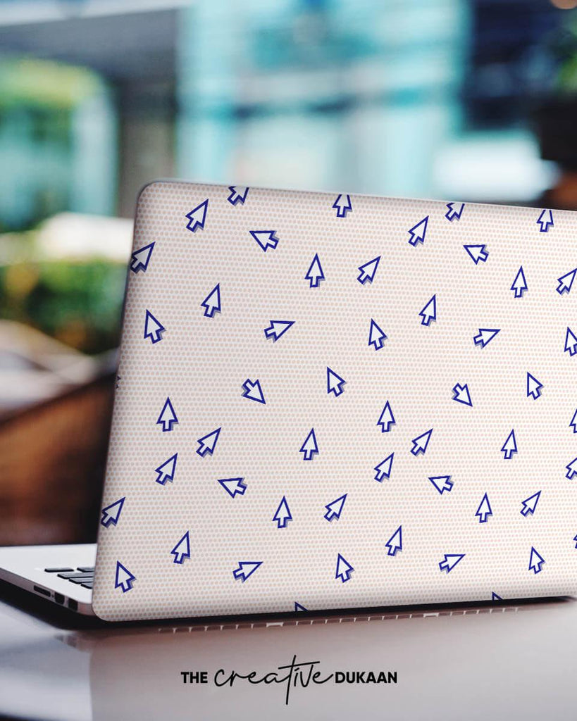 White Laptop Skin With Mouse Cursor Arrow Design - Creative Dukaan