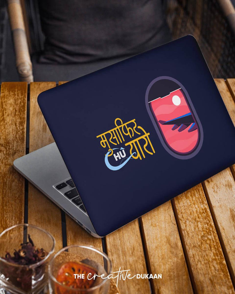 Travel Laptop Skin With "Musafir Hu Yaaron" Quote Text - Creative Dukaan