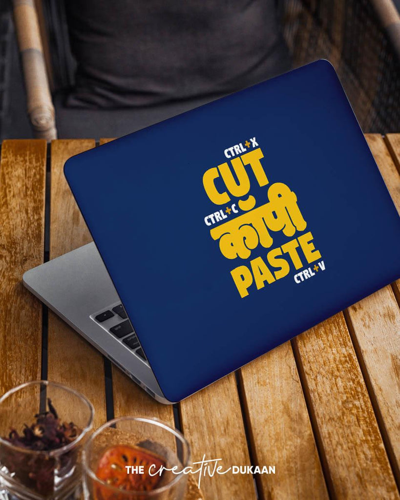 Funny Laptop Skin With The Unique Text "Cut Copy Paste" - Creative Dukaan