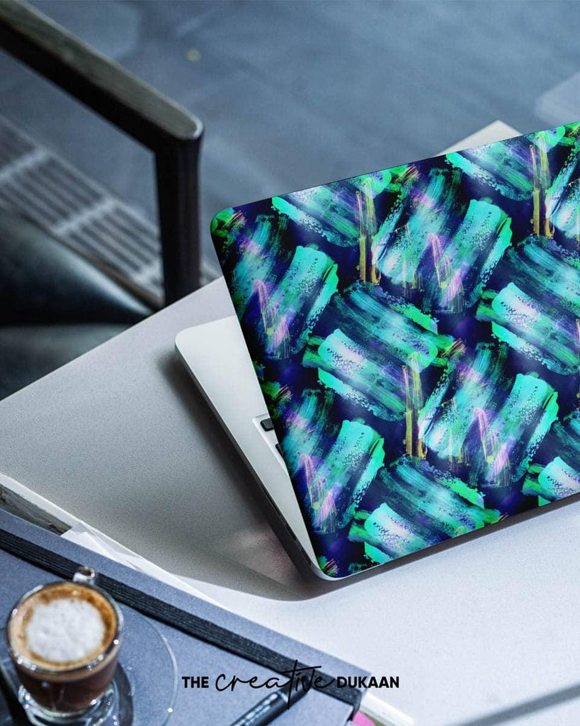 Unique Laptop Skin With Blue Shades Hologram Effect - Creative Dukaan