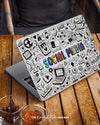 Social Media Doodle Cool Laptop Skin With Colourful Text - Creative Dukaan