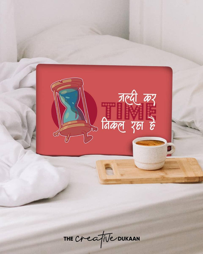 Funny Laptop Skin With Jaldi Kar Time Nikal Raha Hai - Creative Dukaan