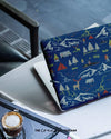 Travel Doodle Laptop Skin in Blue Colour With Matt Finish - Creative Dukaan