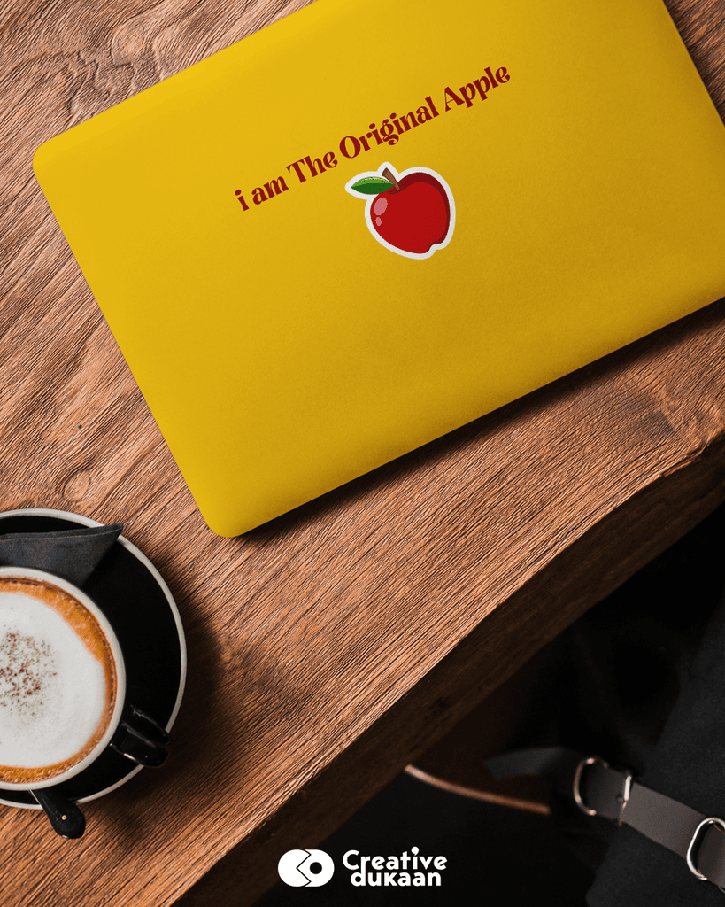 I Am The Original Apple Cool Laptop Skin in Yellow Colour - Creative Dukaan