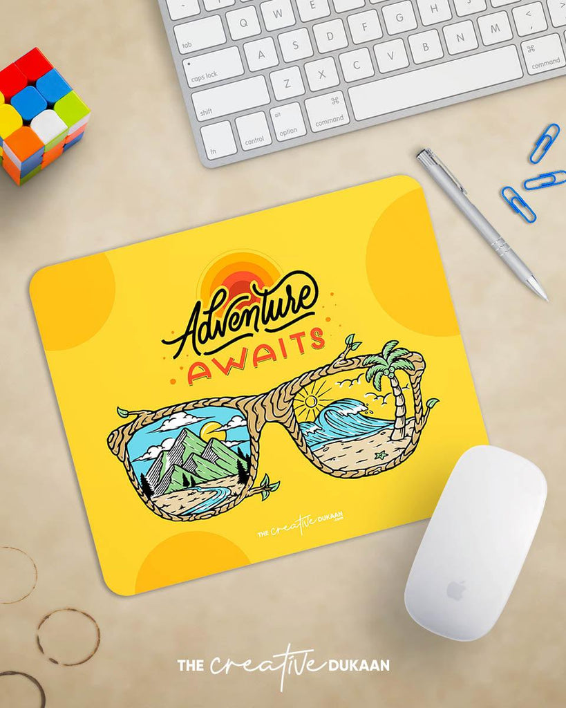 Adventure awaits travel creative mousepad - Creative Dukaan