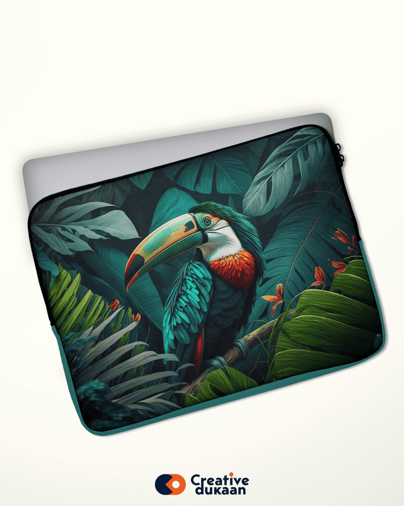 Beautiful Green Hornbill Laptop Sleeves - Creative Dukaan