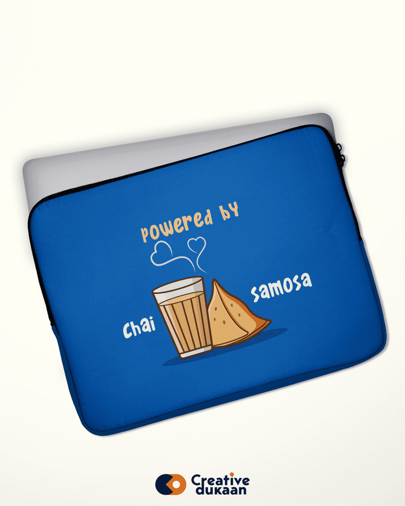 Shop Cool Laptop Sleeves with Text "Chai Samosa" Creative Dukaan