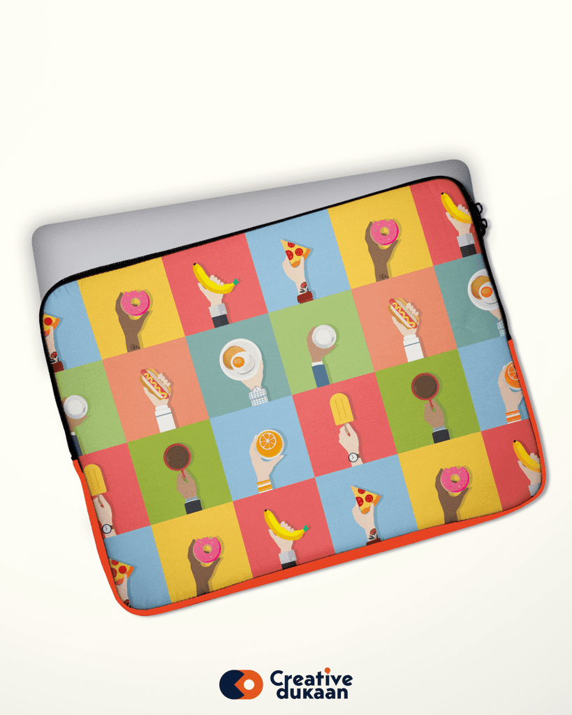 Quirky Colourful Foodie Laptop Sleeves - Creative Dukaan