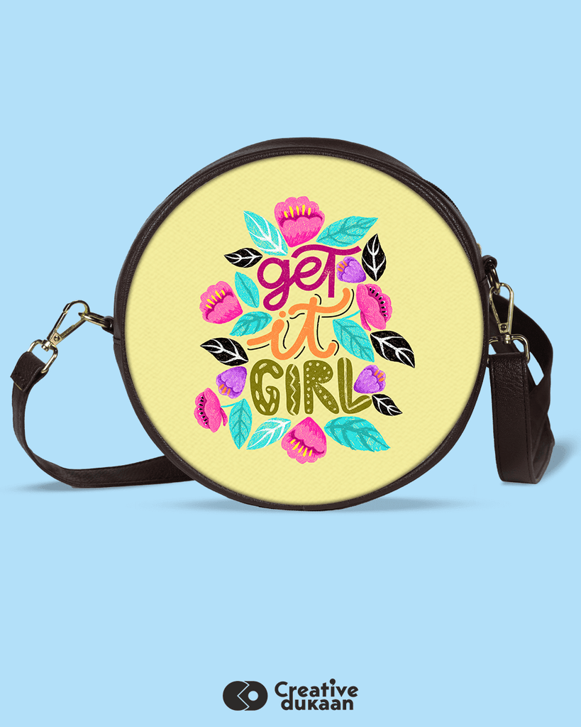 Sling Bag with Tagline "Get It Girl" - Creative Dukaan
