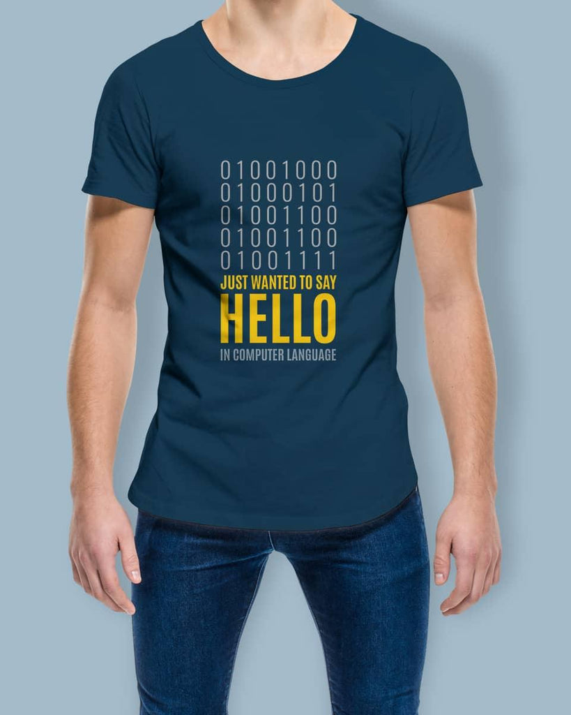 Hello in Binary - Half Sleeve T-shirt - Creative Dukaan