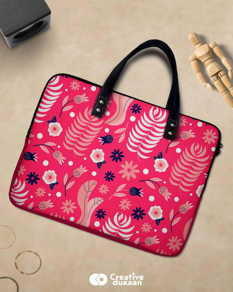Cute Laptop Sleeve With Pink Floss Beautiful Pattern - Creative Dukaan