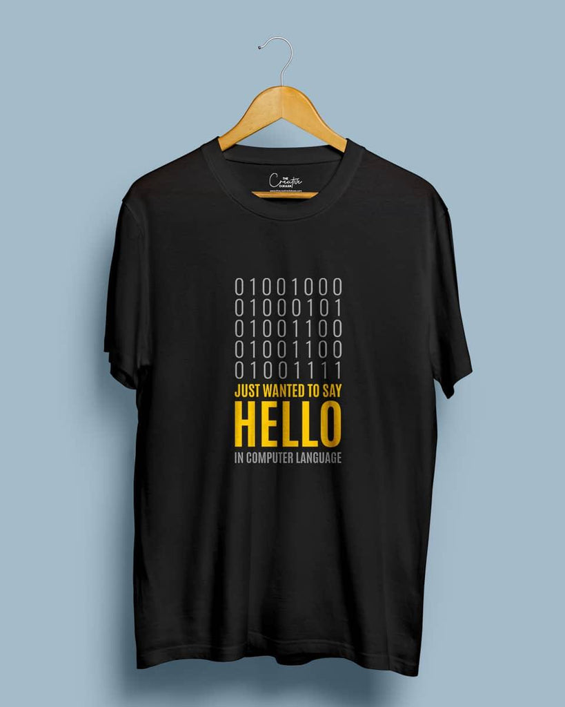 Hello in Binary - Half Sleeve T-shirt - Creative Dukaan