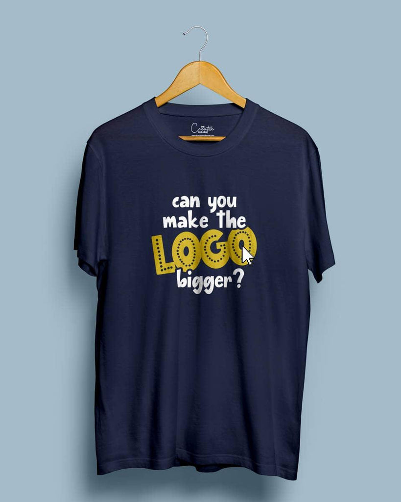 Can you make the logo bigger? - Half Sleeve Quikry and Funny Printed T-shirt - Creative Dukaan