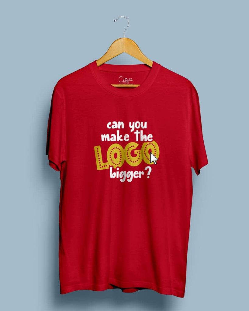 Can you make the logo bigger? - Half Sleeve Quikry and Funny Printed T-shirt - Creative Dukaan