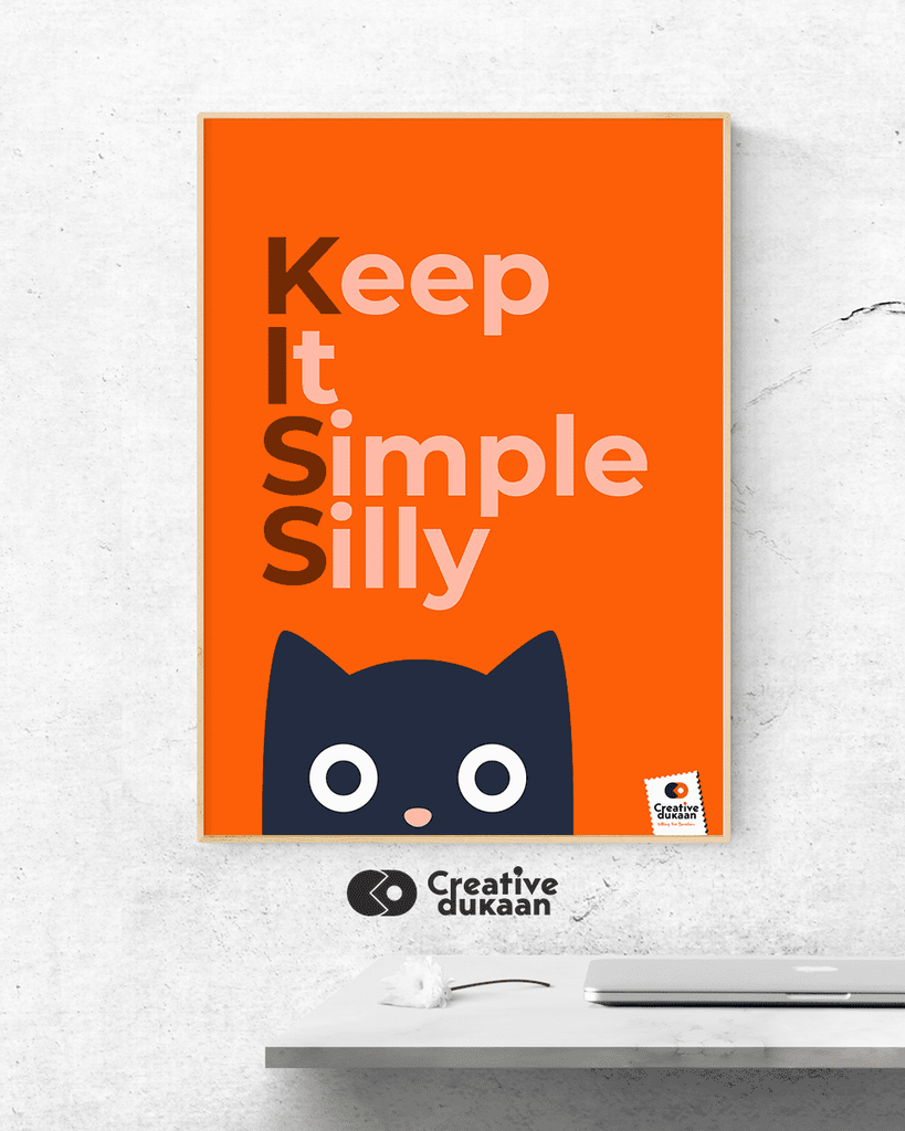 Orange background Wall Poster with quote "Keep it Simple Silly" - Creative Dukaan
